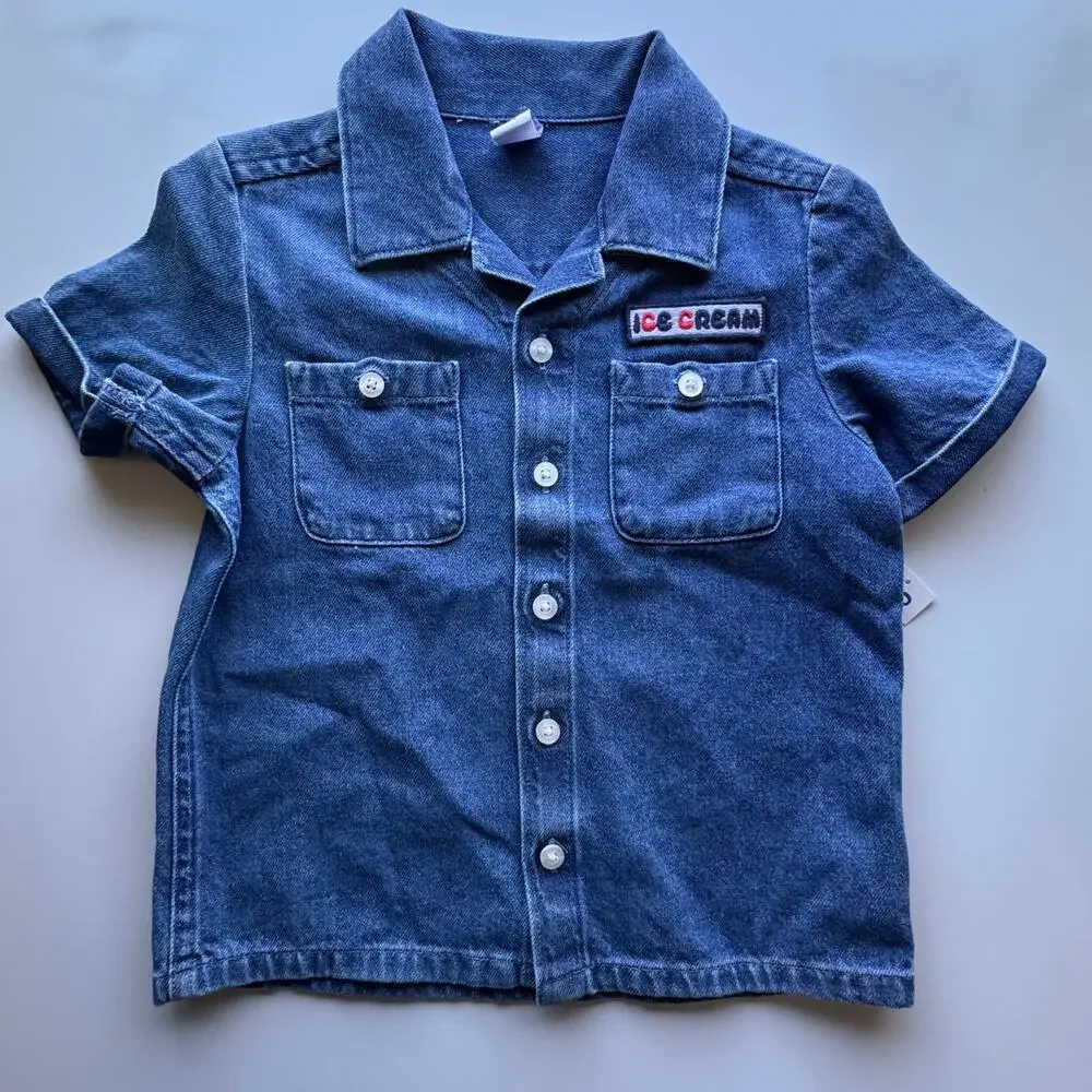 Old Navy Toddler Short Sleeve Button Front Sz 4T NWT